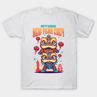 Joyful Dragon & Lion Parade: Happy Chinese New Year 2024! T-Shirt